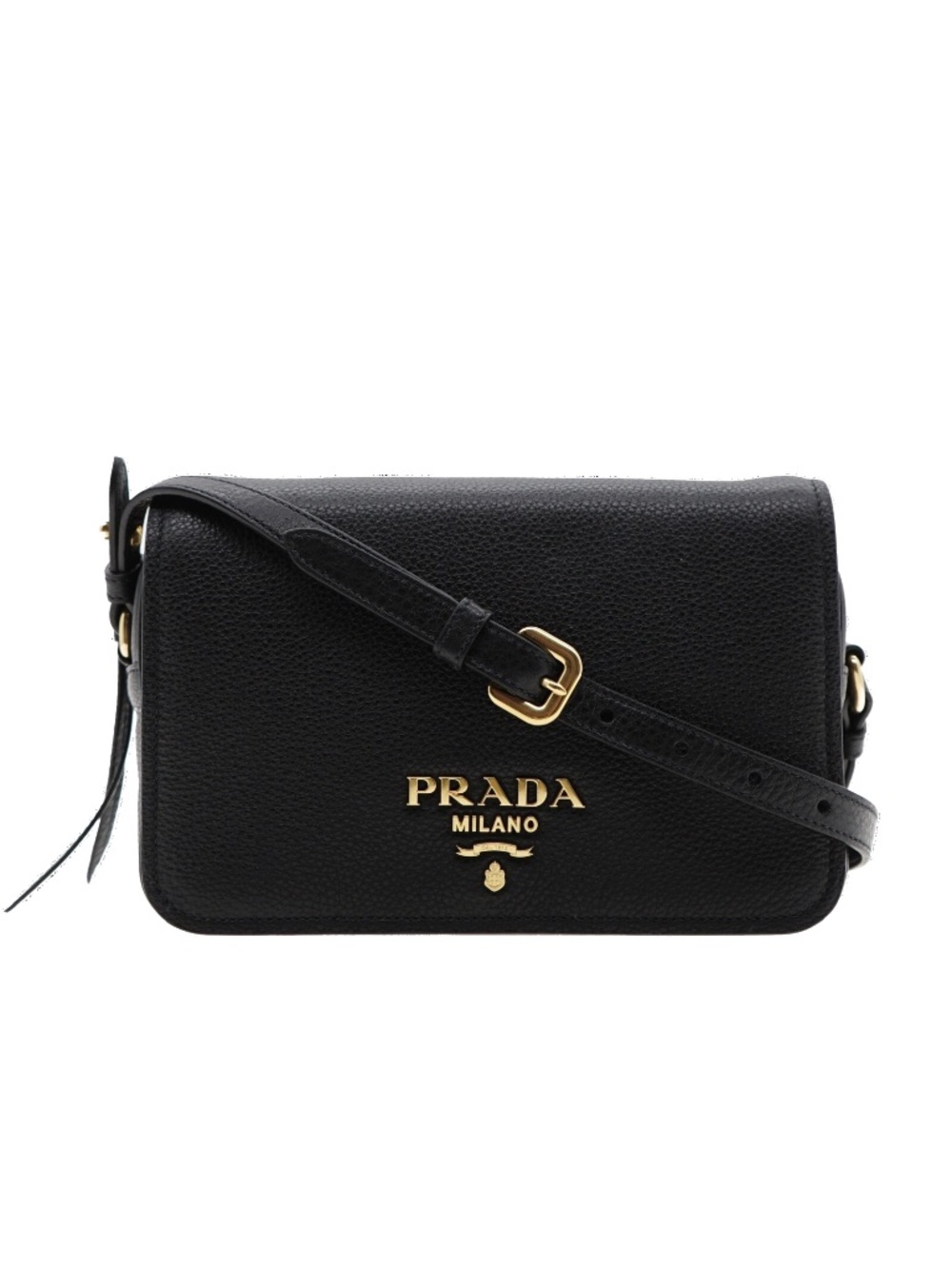 Prada Crossbody Flop Camera Bag Black Leather 1BD163 New